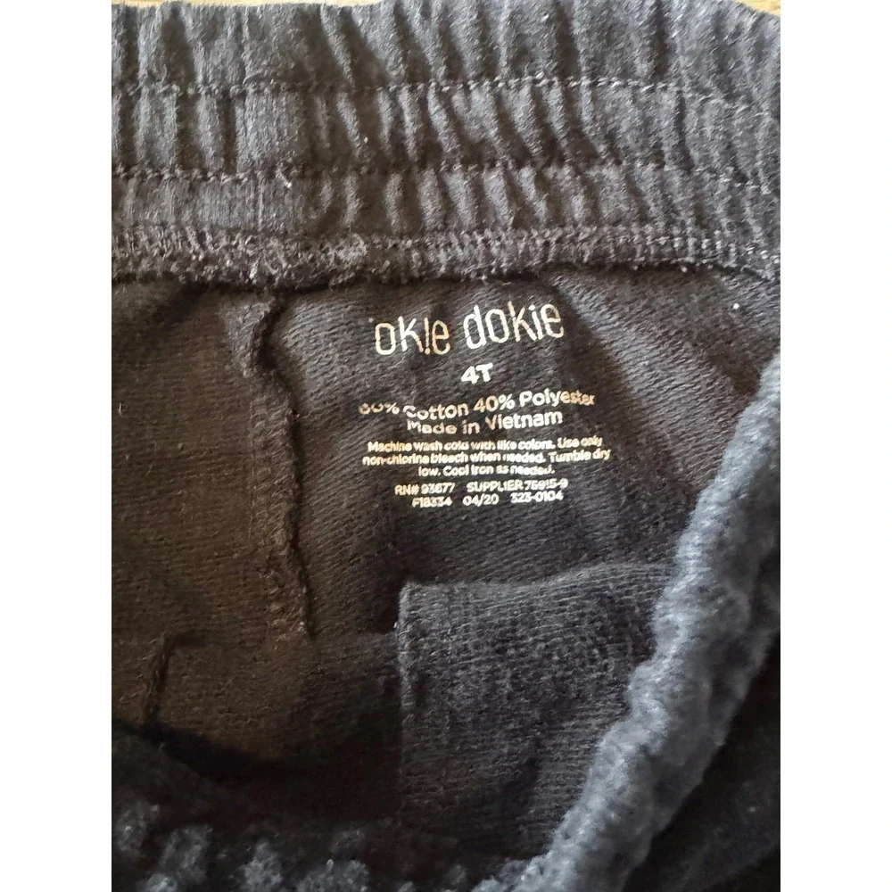 Okie Dokie Toddler Boys Black Fleece Jogger Pants Drawstring 4T F18334